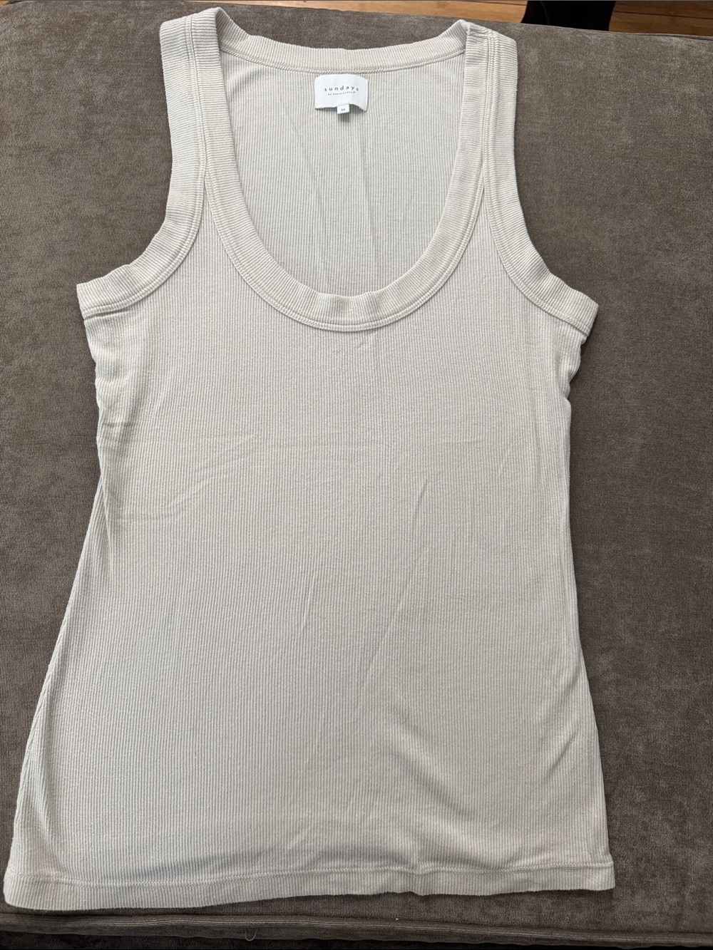 Sundry Cream Ribbed Scoop Tank
